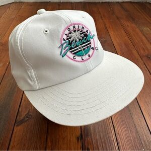 Vintage 1990s Dorfman Pacific Co Florida Beach Club white snapback hat one size